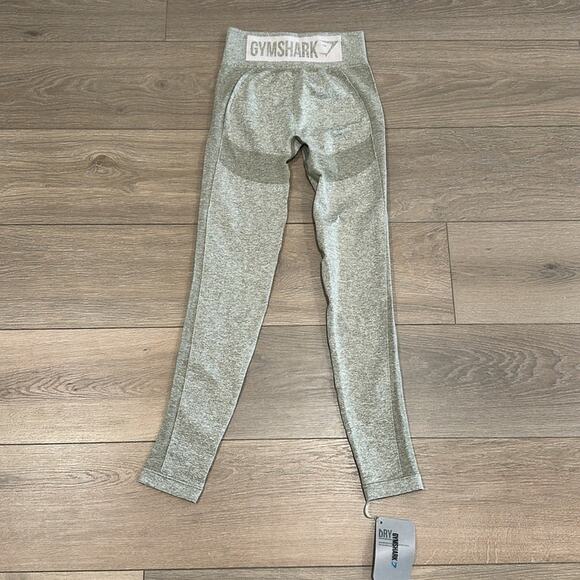 GYMSHARK Washed Khaki Marl/Blush Nude Flex High Waisted Active Leggings Size S - Picture 2 of 13